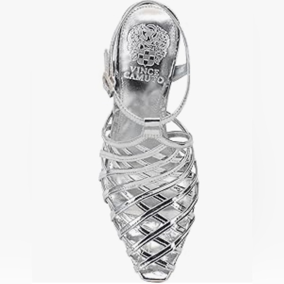 Vince Camuto Scarla silver metallic caged Heeled Sandals heels size 11 brand new - Picture 7 of 9